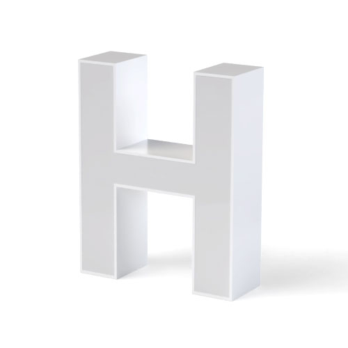 Litera LED, ( H ) mare, volumetrica, decorativa, 3D, luminoasa, seria pentru perete, 500mm, 6500K, abcMIX, L3610