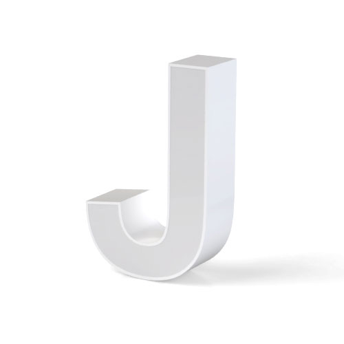 Litera LED, ( J ) mare, volumetrica, decorativa, 3D, luminoasa, seria pentru perete, 500mm, 6500K, abcMIX, L3614
