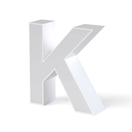 Litera LED, ( K ) mare, volumetrica, decorativa, 3D, luminoasa, seria pentru perete, 500mm, 6500K, abcMIX, L3615