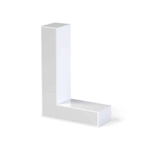 Litera LED, ( L ) mare, volumetrica, decorativa, 3D, luminoasa, seria pentru perete, 500mm, 6500K, abcMIX, L3617