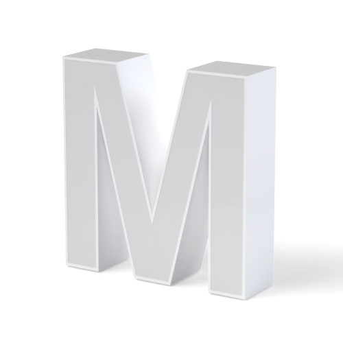 Litera LED, ( M ) mare, volumetrica, decorativa, 3D, luminoasa, seria pentru perete, 500mm, 6500K, abcMIX, L3619
