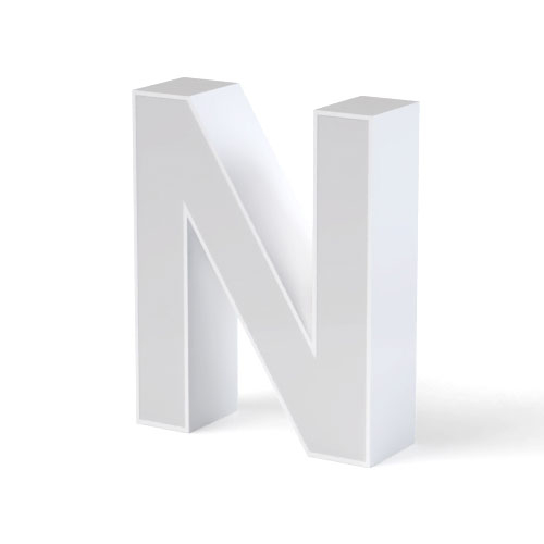 Litera LED, ( N ) mare, volumetrica, decorativa, 3D, luminoasa, seria pentru perete, 500mm, 6500K, abcMIX, L3621