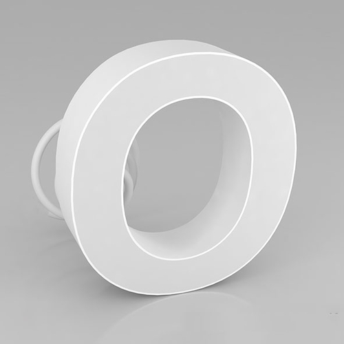 Litera LED, ( O ) mare, volumetrica, decorativa, 3D, luminoasa, seria pentru perete, 500mm, 6500K, abcMIX, L3623