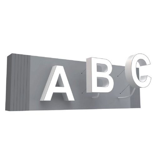 Litera LED, ( K ) mare, volumetrica, decorativa, 3D, luminoasa, seria pentru perete, 500mm, 6500K, abcMIX, L3615