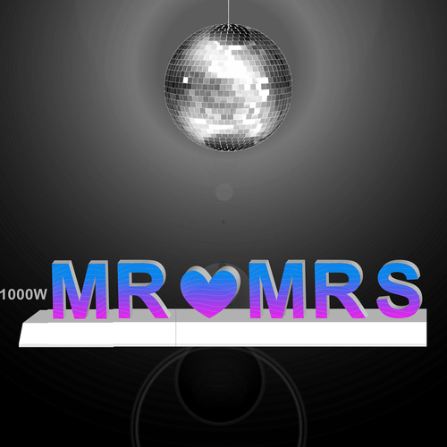 Decoratiune luminoasa seria magnetic video P3 evenimente MR ❤ MRS, 3745x680mm, RGB, abcMIX, K1323