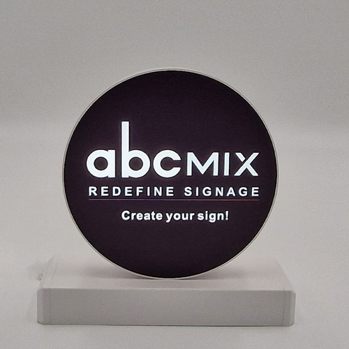 Lampa de veghe reincarcabila, obiect decorativ LED luminos seria magnetic baza logo abcMIX rotund, 135x140mm, 6500K, abcMIX, K1370