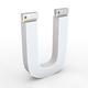 Litera LED, ( U ) mare, decorativa, 3D, luminoasa, seria glisabil track profil Al, 200mm, 6500K, abcMIX, L2417